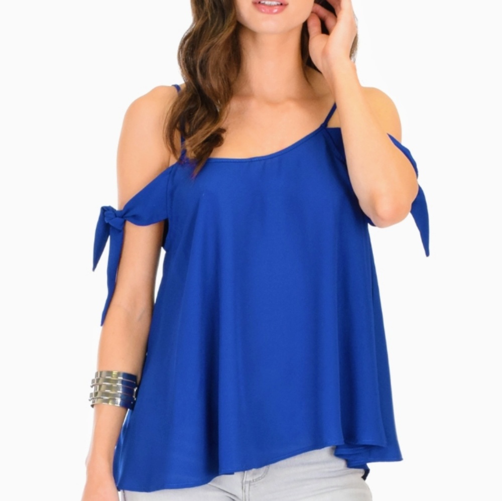 SOLD OUT! Royal-Tie Strap Top - Picture 1 of 5