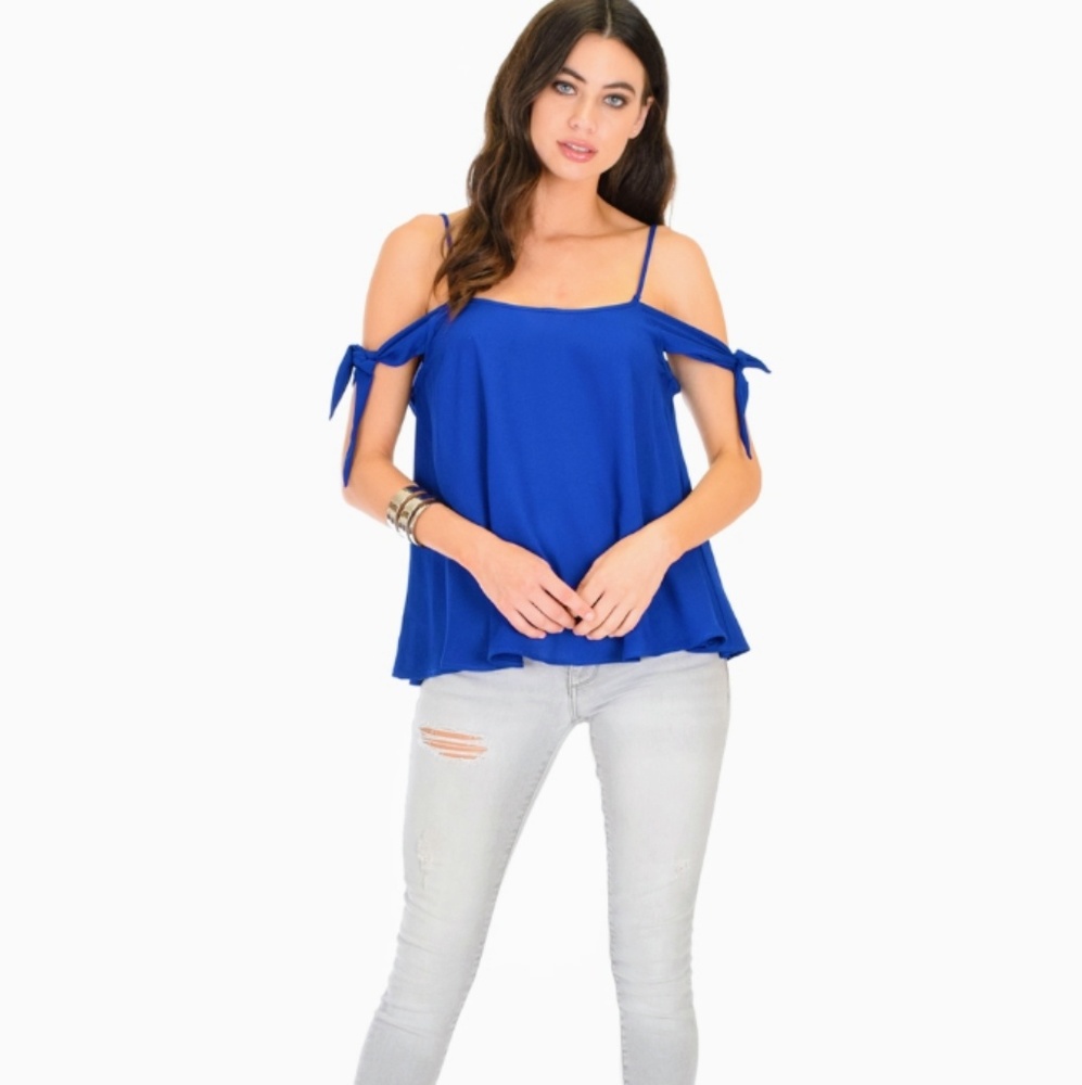 SOLD OUT! Royal-Tie Strap Top - Picture 4 of 5