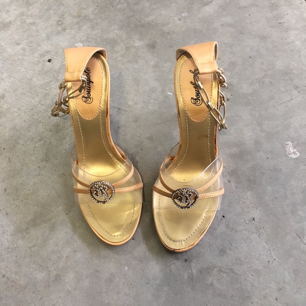 South Pole chain gold heels