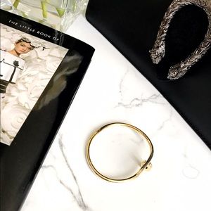 Gold Nail Bangle w/ Diamonds 💎