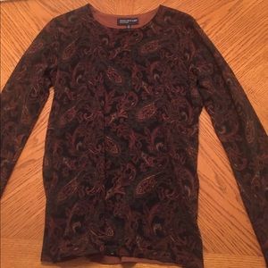 Long sleeve burgundy/brown paisley