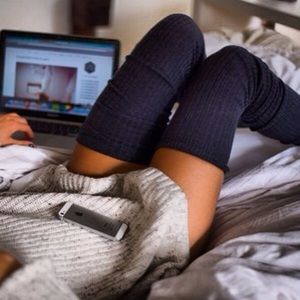 American Apparel Thigh High Socks Black