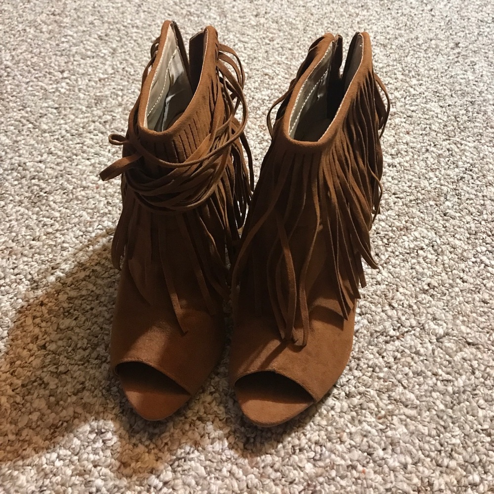 Brown Fringed heels