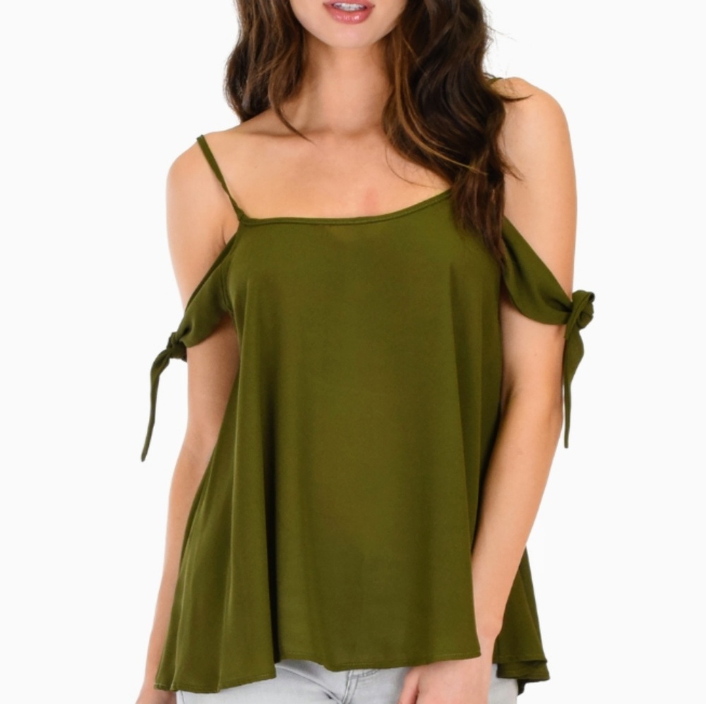 SOLD OUT! Olive-Tie Strap Top - Picture 1 of 5