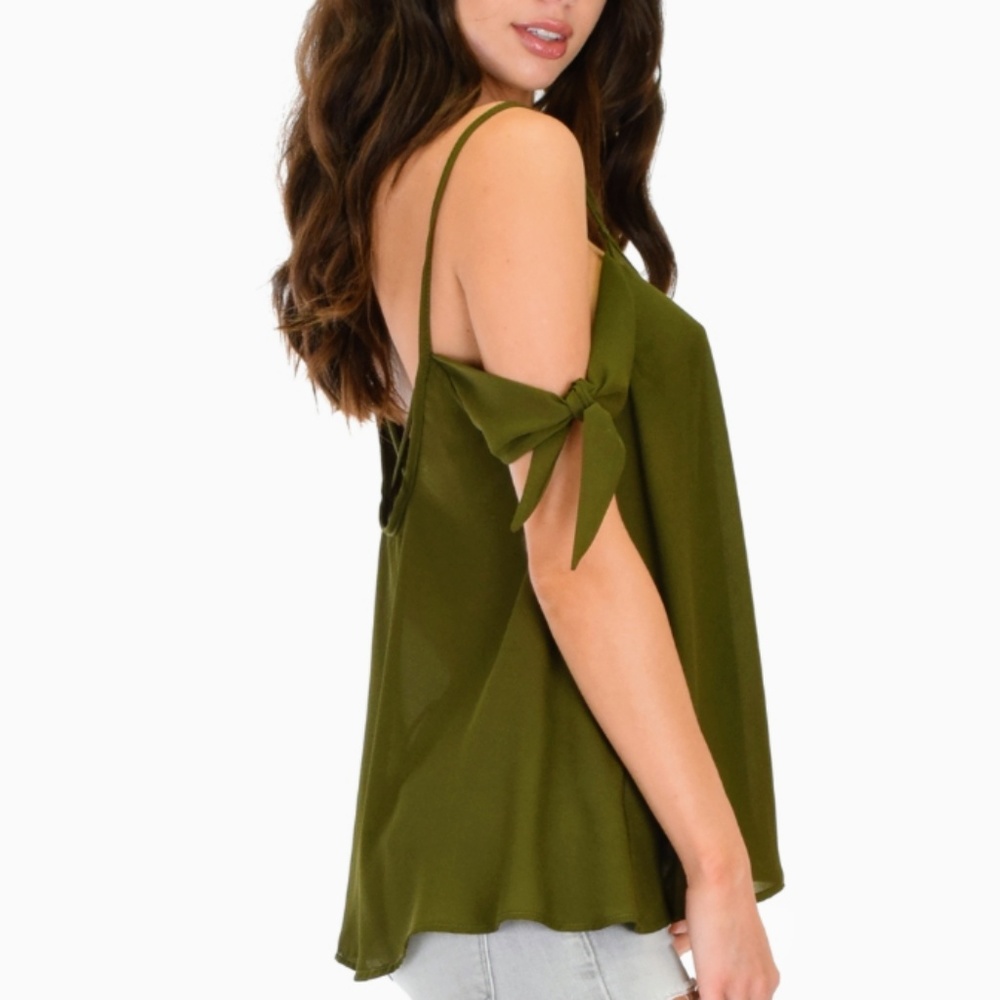 SOLD OUT! Olive-Tie Strap Top - Picture 2 of 5