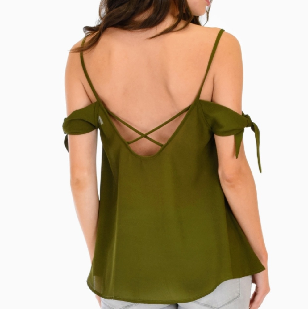 SOLD OUT! Olive-Tie Strap Top - Picture 3 of 5