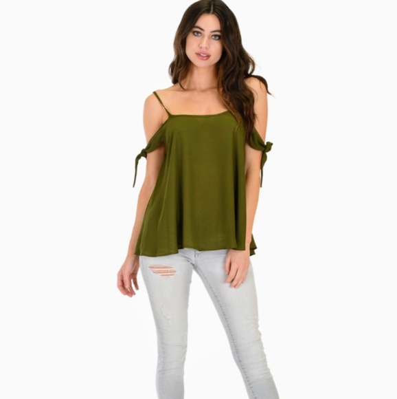 SOLD OUT! Olive-Tie Strap Top  - Picture 4 of 5