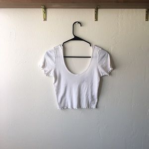 Urban Outfitters White Ruffle Edge Crop Small