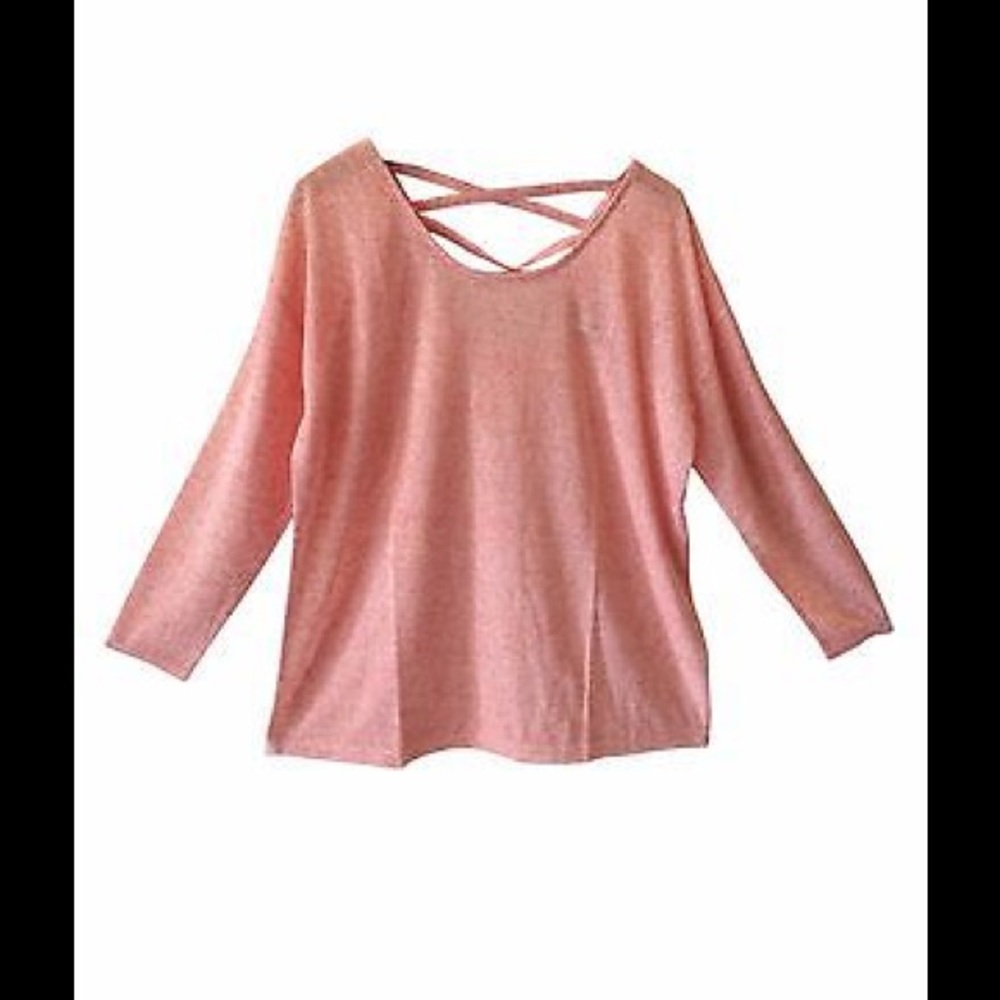 Cacique Sheer V-Neck Criss Cross Back Plus Top