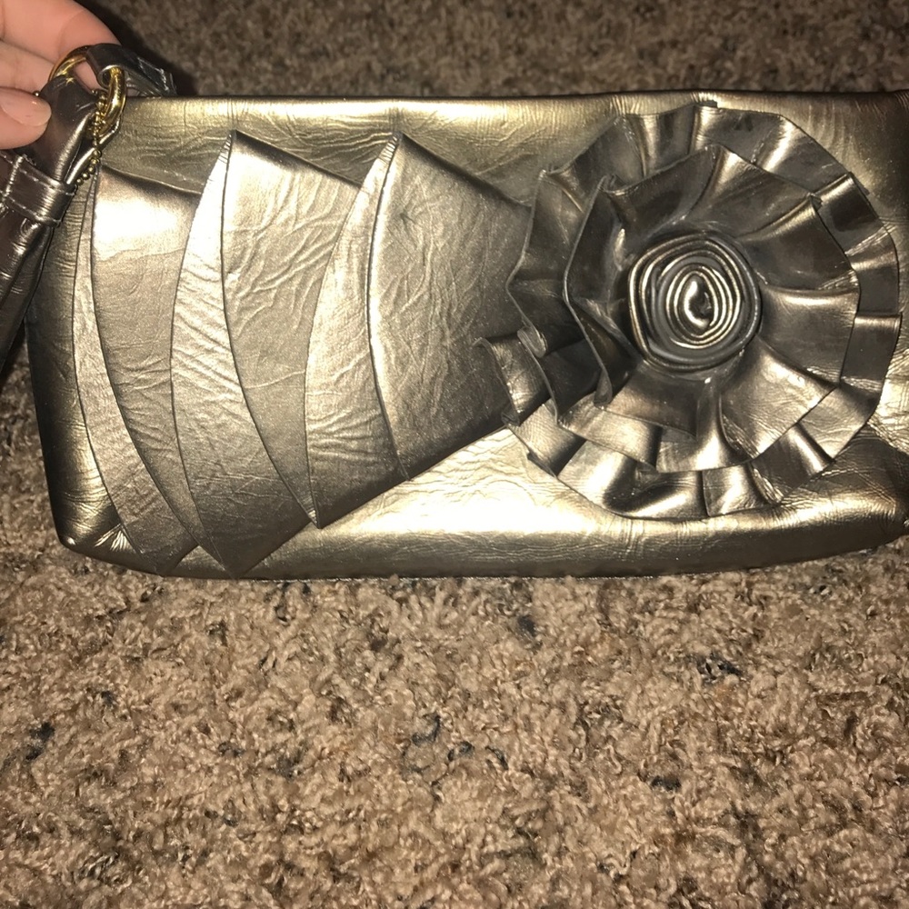 Metallic flower clutch