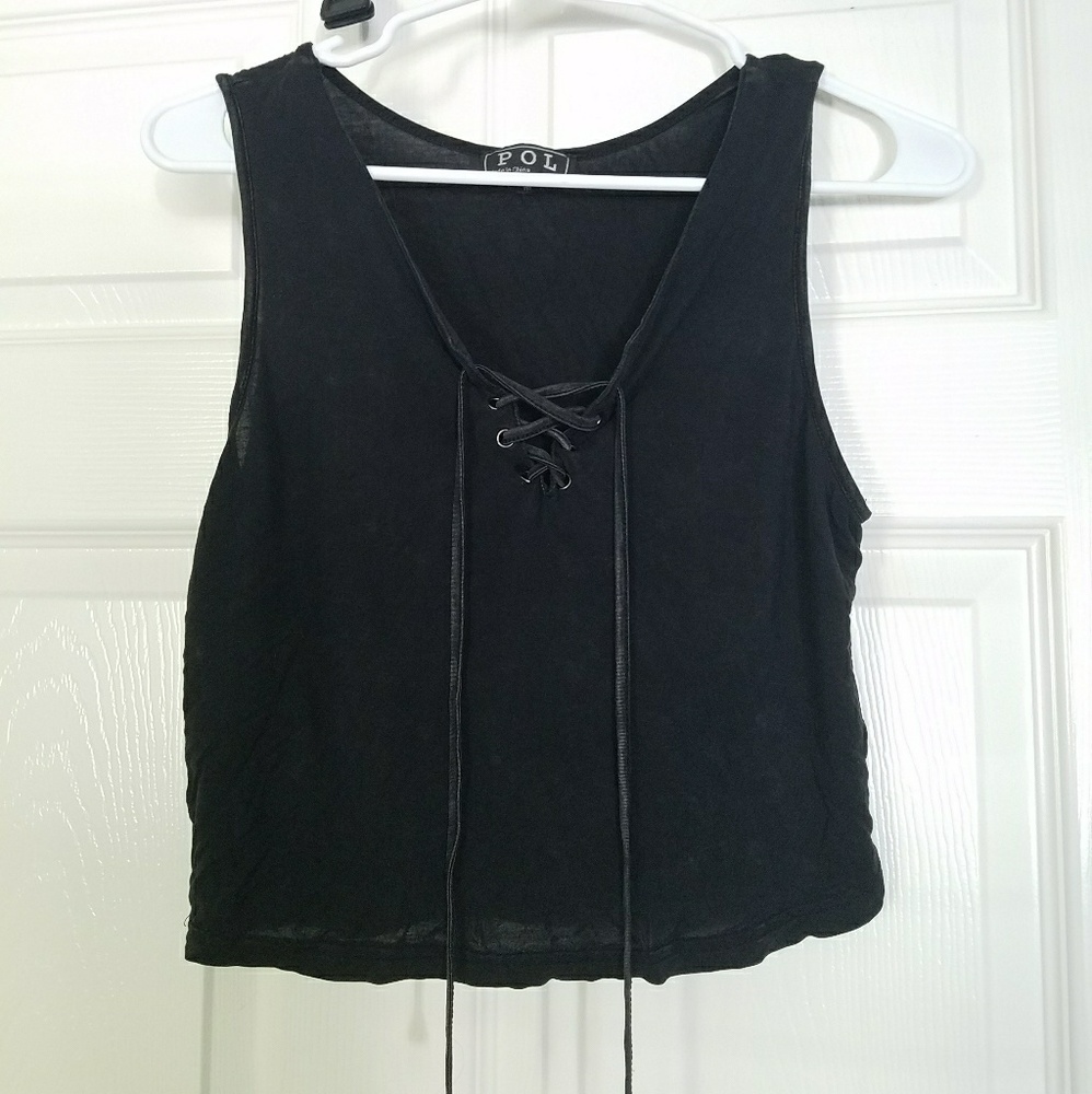 Cropped Lace Up Tank