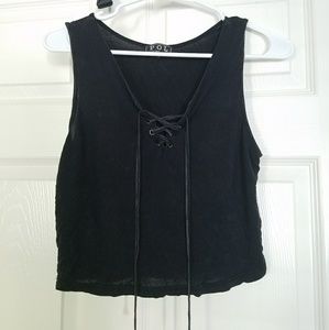 Cropped Lace Up Tank