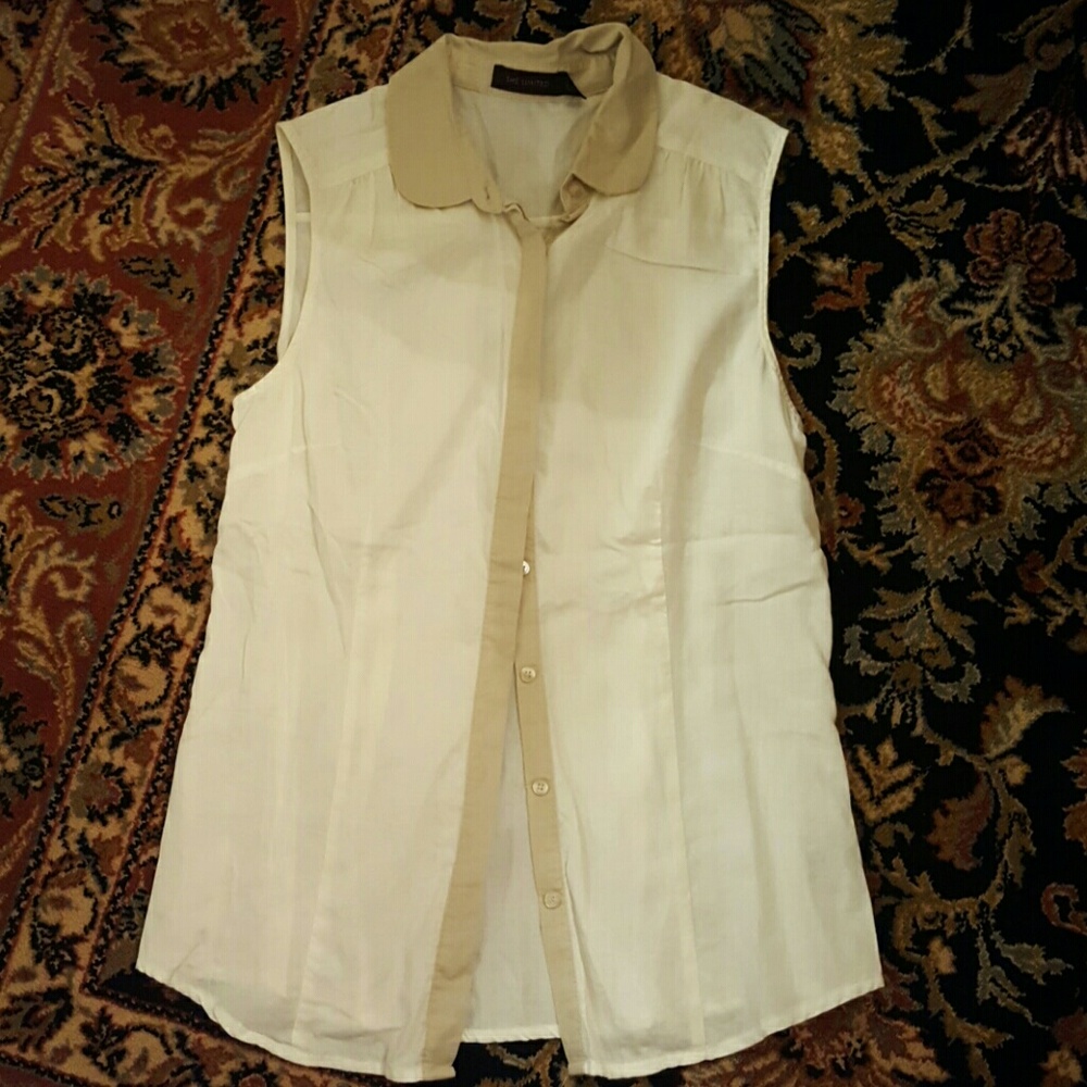 White and cream button up tank