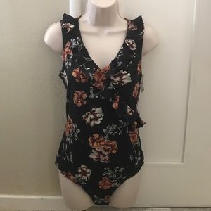 Black Floral bodysuit