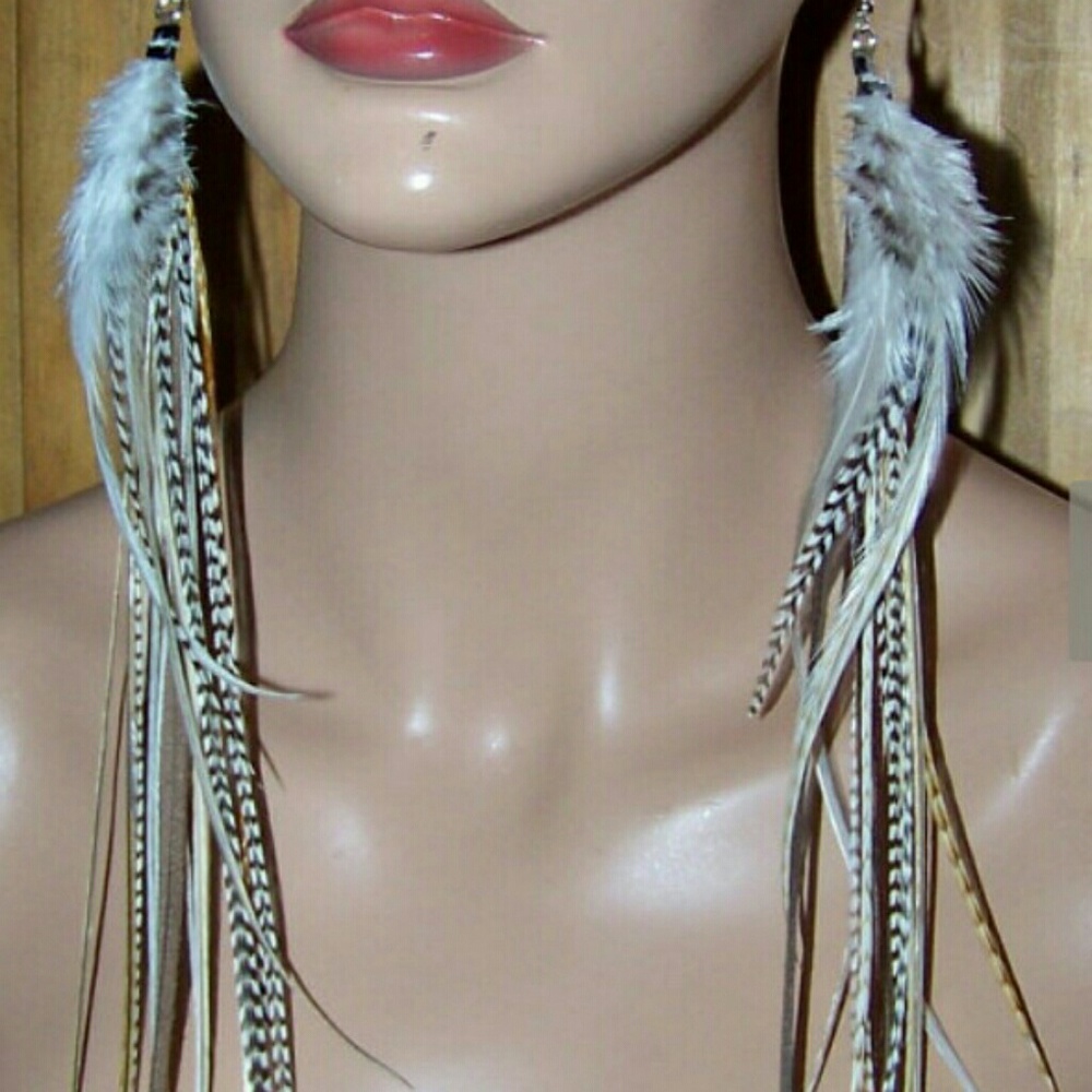 10" Handmade Long Feather Earring