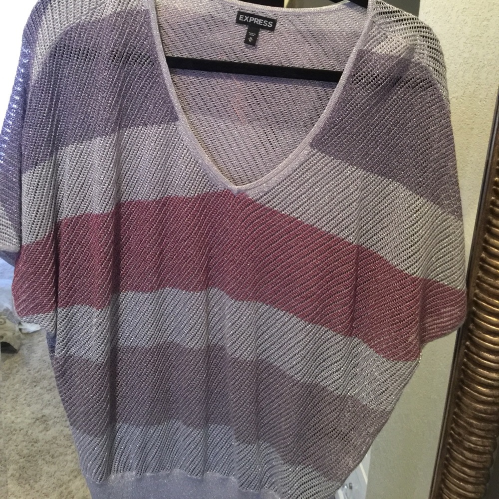 short sleeve metallic open stitched worn 1 time