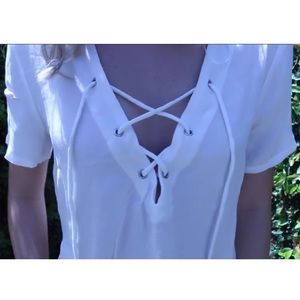 Lace up tie shirt