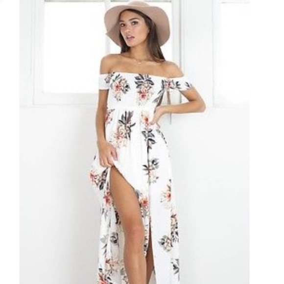 Sale❗️"Belle" || White Floral Maxi Split Dress 🌸 - Picture 4 of 7