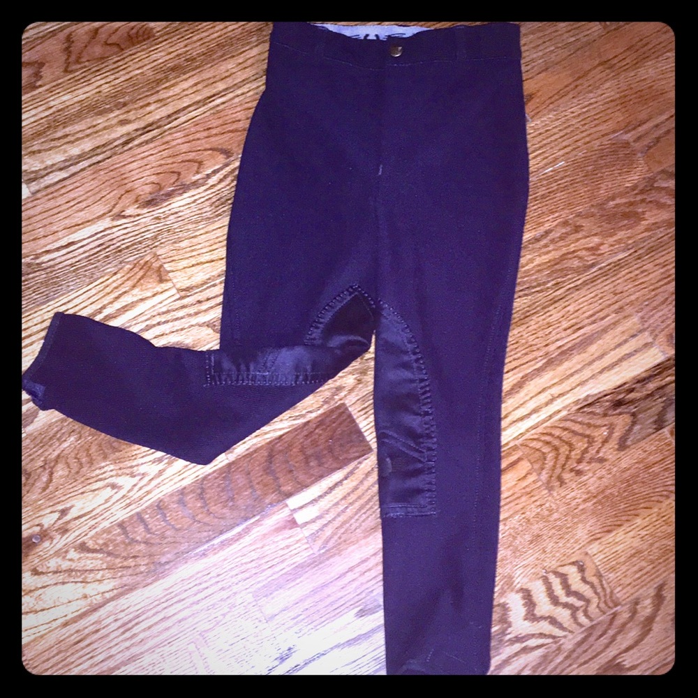 Navy Front Zip Knee Patch Equestrian Breeches