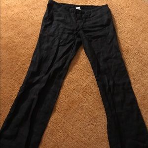 Black linen wide leg pants