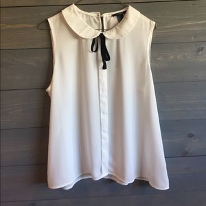 🌿 White Blouse with Black Ribbon • Forever 21