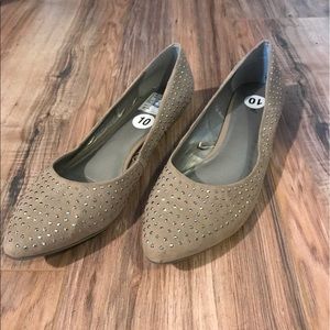 Beige Studded Flats Size 10