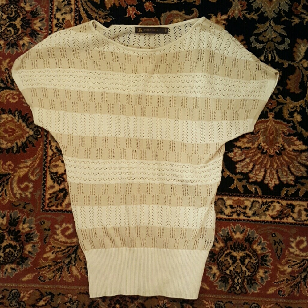 Cream and white striped woven top
