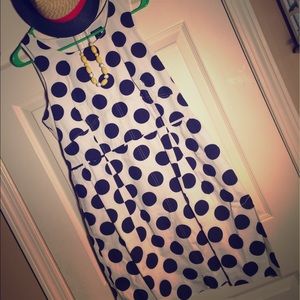 JCrew Polka Dot Dress- White/Navy