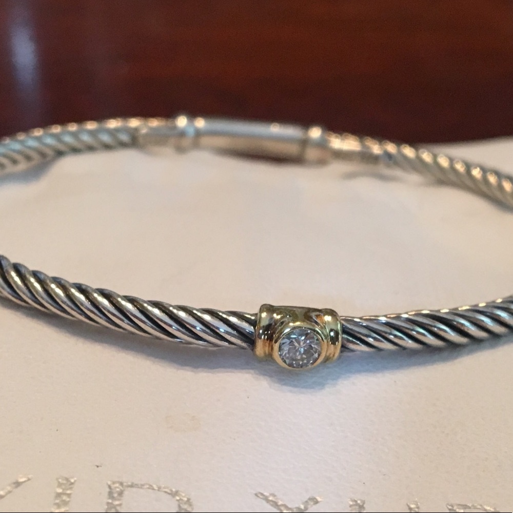 David Yurman Cable bracelet w/ diamond bezel