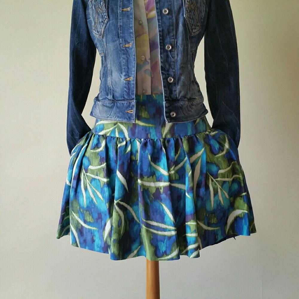 KENNETH COLE Tropical Drop Waisted Skirt Sz 8