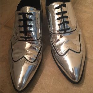 Giuseppe zanotti silver lace up oxfords