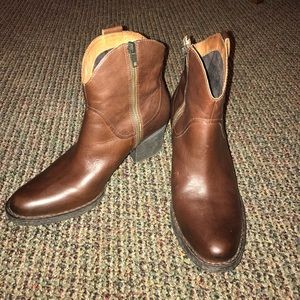 born zip up leather ankle boots