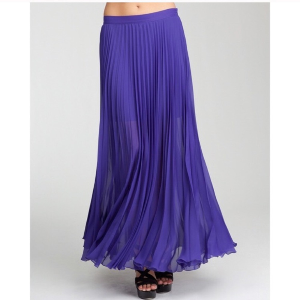 Purple pleated maxi skirt
