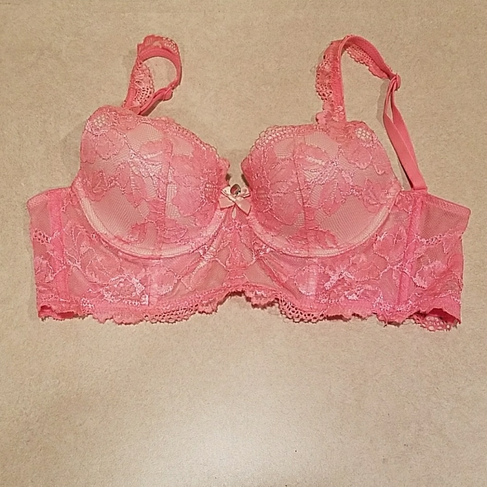 Coral Lace Victoria's Secret Bra