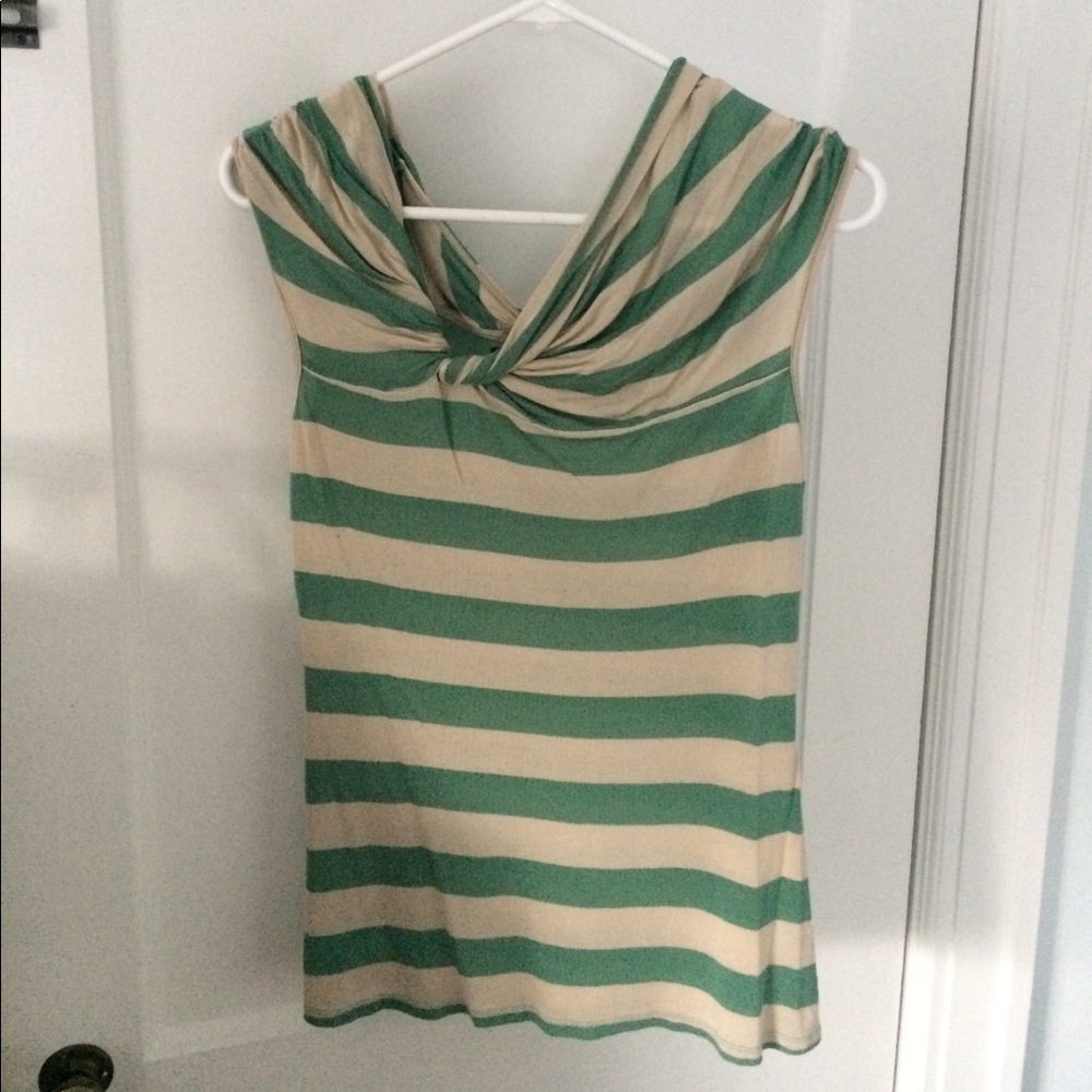 Green and ivory Anthroplpogie (Deletta) top