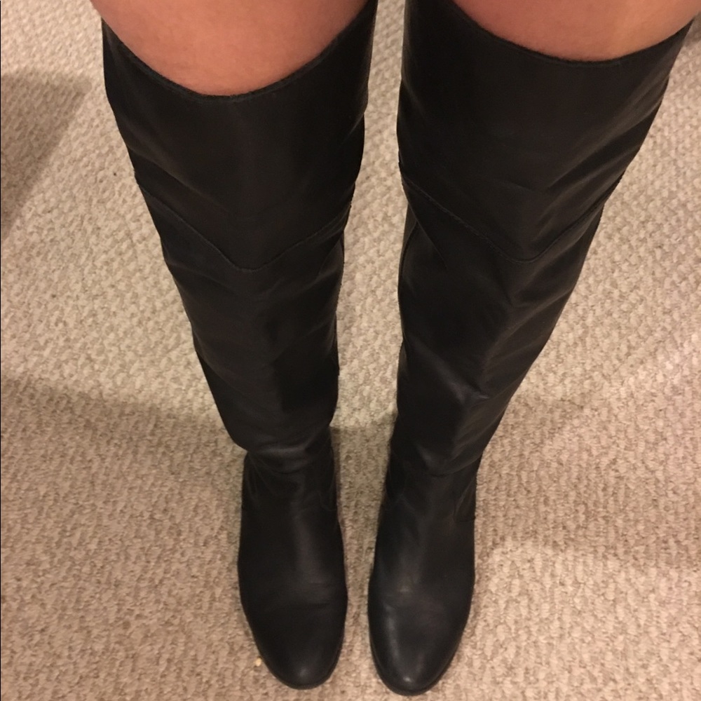 Over The Knee Black Leather Boots
