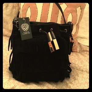 Vince camuto suede bucket bag
