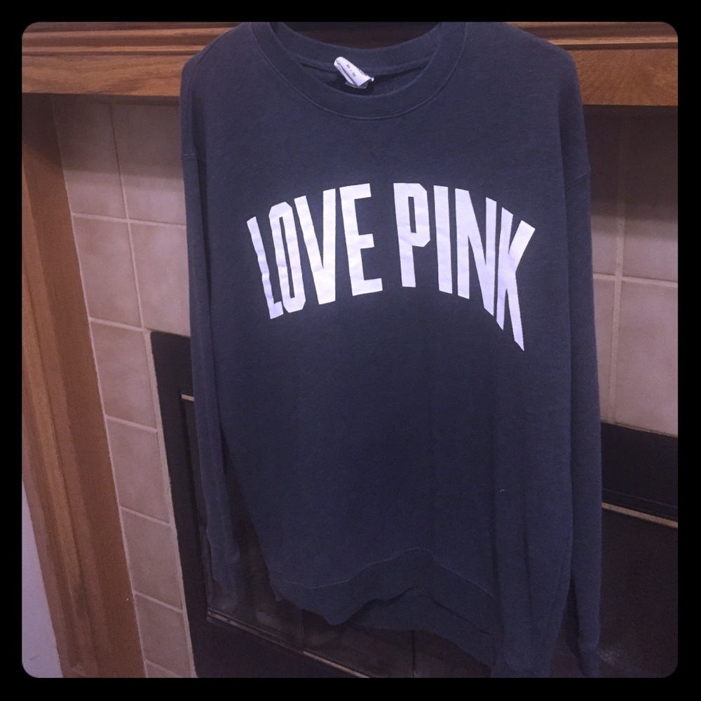 LOVE PINK oversized gray crew neck sweater XS