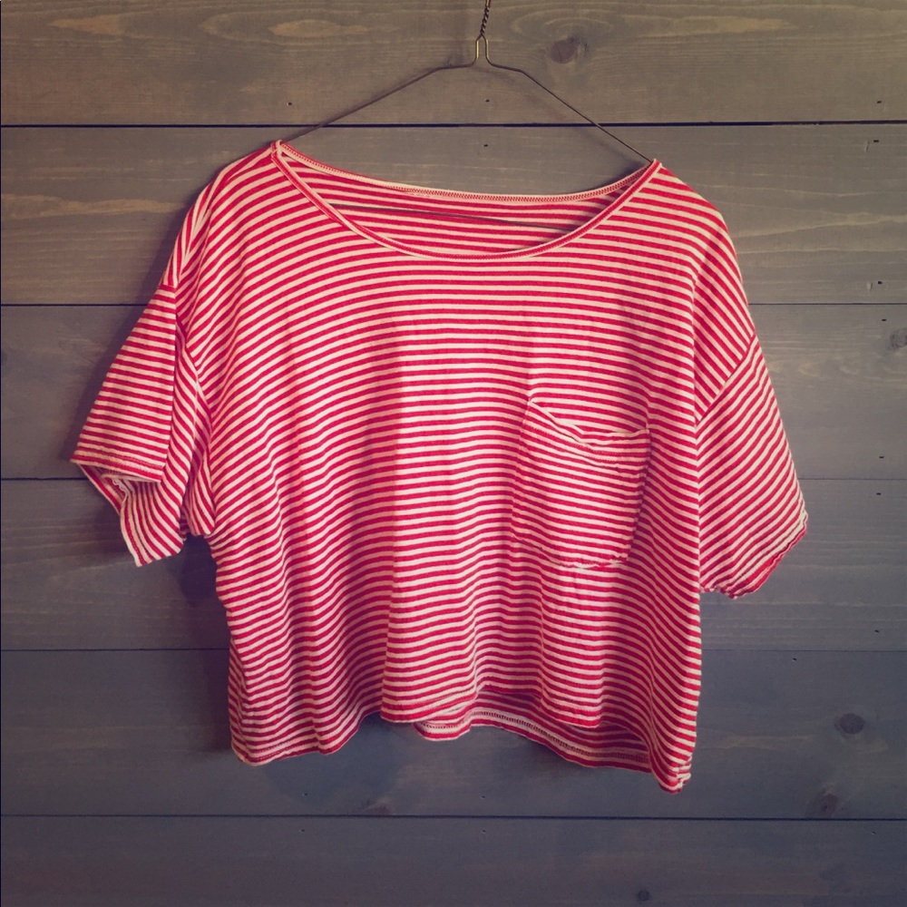✨Red, Striped Crop Top • American Apparel