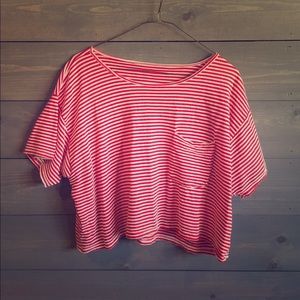 ✨Red, Striped Crop Top • American Apparel