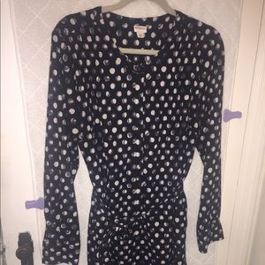 Black and white polka dot shirt dress
