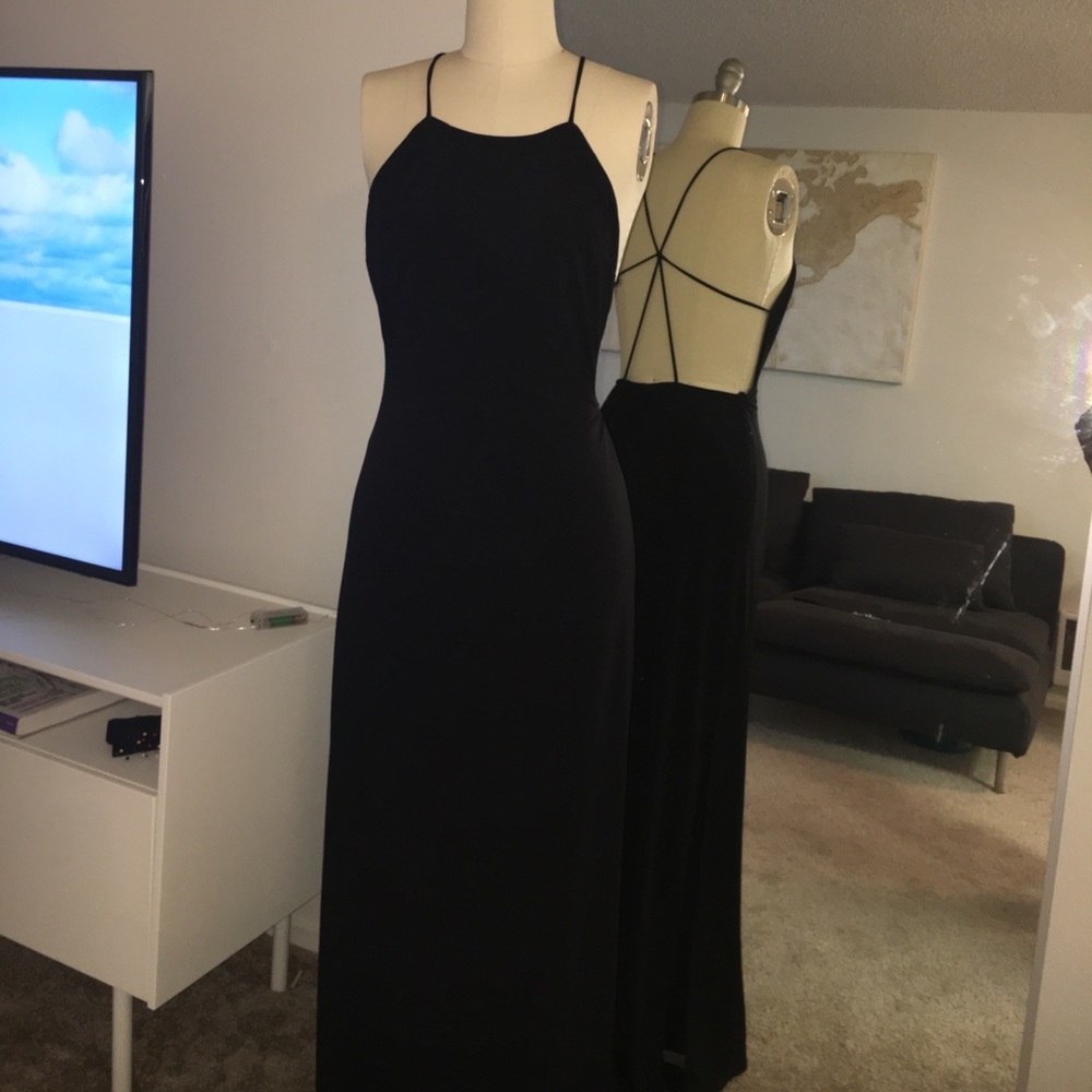Black maxi backless dress