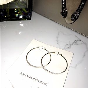 Mid-a Size Diamond Hoop Earrings