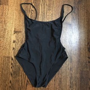 Black one-piece high waist bathing suit