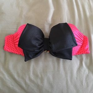 NWOT Pink Polka Dot Bow Bandeau