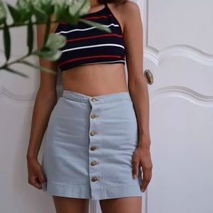 American Apparel denim button front A-line skirt