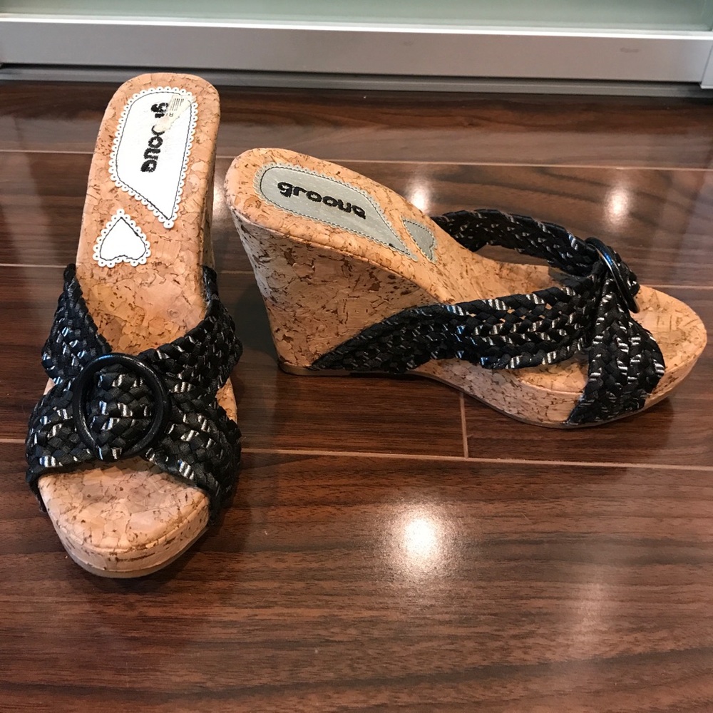 Fun cork platform wedge