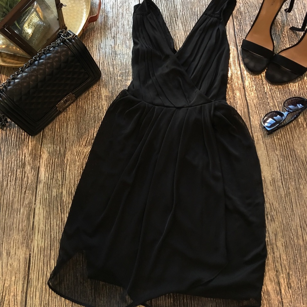 EUC ASOS Mini Tulip Criss-Cross Back Black Dress