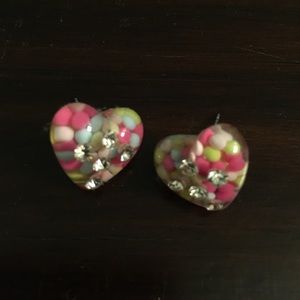 multi coloured heart earrings