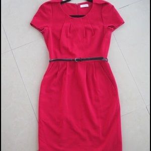 Calvin Klein red dress with pockets